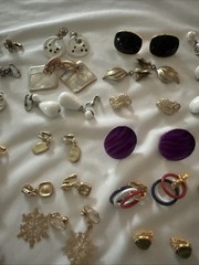 Lot of 50 Pair Vintage Costume Clip On Earrings Various Sizes & Shapes