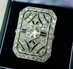 2.95Ct Art Deco Style Lab Created Diamond Anniversary 14K White Gold Finish Ring