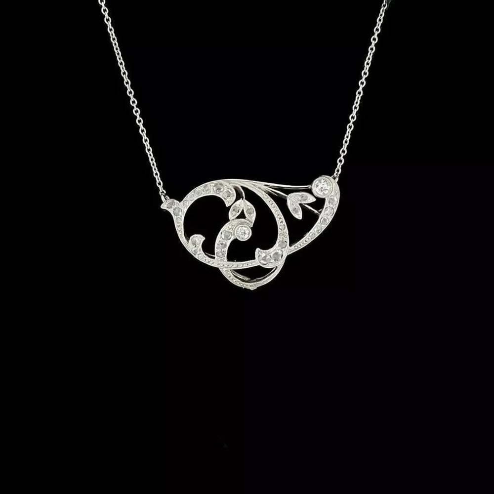 Antique Floral Round Cut Lab Created Diamond Charm Woman Gift 925 Silver Pendant