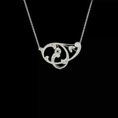 Antique Floral Round Cut Lab Created Diamond Charm Woman Gift 925 Silver Pendant