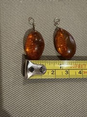 Pair of Vintage Amber Tear Drop 1.25” Pendants – Earrings?
