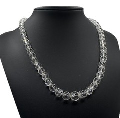 Vintage Rock Crystal Quartz (tested) Graduated Faceted Beads 17″ 4.3mm-9.5mm