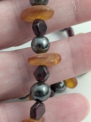 Vtg Handmade Necklace Lot Hematite Pearl Carnelian Garnet Beads Gold Filled