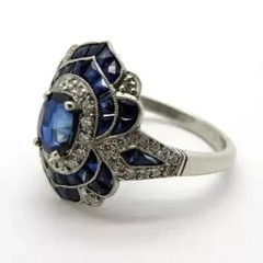 Beautiful Art Deco Style Oval Cut Lab Created Diamond 925 Silver Engagement Ring