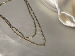 Vintage Gold Tone Twisted Bar Link Chain Necklace – 40” Layerable Length