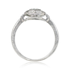 Art Deco Style Circa 1930 Lab Created Diamond Halo 925 Silver Engagement Ring