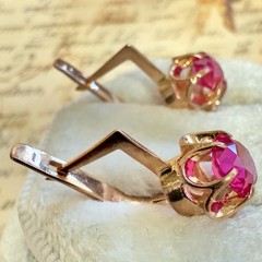 Vintage 14k 583 Rose Gold Soviet Era Earrings – East European – #1709