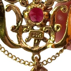 Antique 14k Stamped Yellow Gold Garnet & Pearl Brooch Pin