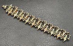 VTG Thermoset Green Orange Leaf Mod Bracelet Aurora Borealis AB Rhinestone