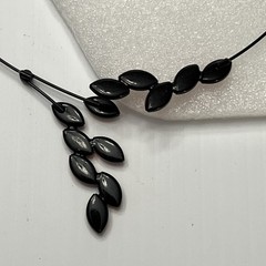 Vtg Art Set Black Shape Memory Wire Red Yellow Orange Stone Neck Choker Earring