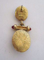 Vintage Monet Blue Purple Cabochon Pierced Dangle Earrings Gold Tone 1980s