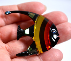 Vintage Swarovski Angel Fish Brooch / Pin 2″ w/ Blue Eye & Fin Tip READ