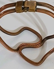 VTG MCM Brutalist Copper Bangle Bracelet Modernist Wavy Organic Hinged 7.5″ 25g