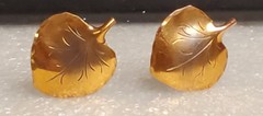 Vtg Stuart NYE Sterling Silver Copper Leaf Screwback Hand Wrought Studs – Nature
