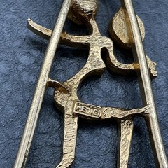 Vintage Medici Necklace Modernist Woman Figure Gold Tone Pendant Rhinestone