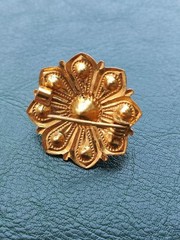 Vintage Brass Flower Brooch | Smoky Crystal & Pearl Pin | Excellent Condition