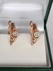 Vintage 1990-s 14 Ct Rolled Gold Zircons Earrings-Hallmarked 585 RG