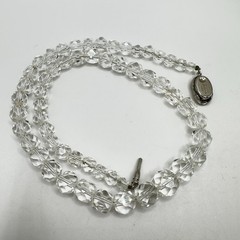 Vintage Rock Crystal Quartz (tested) Graduated Faceted Beads 17″ 4.3mm-9.5mm