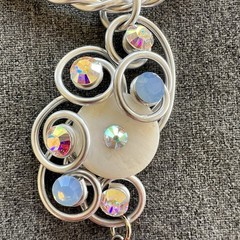 Vintage Jeff Lieb Choker Necklace Silver With Abstract Design Blue Stone OOAK