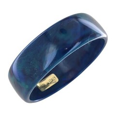 Peacock Blue Green Marbled Lucite Bangle Bracelet Made in Italy Women Large Size