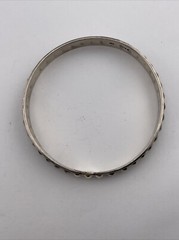 Estate NAJO Australia Sterling Silver Bangle Bracelet Raised Dot Pea Pod Design