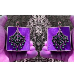 Vintage 3.40ctw Rose Cut Diamond Emerald Studded Silver Gorgeous Earring Jewelry