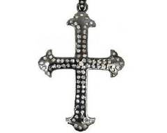 Sterling Silver Religious Victorian Cross Diamond Pendant For Unisex Adult Gift
