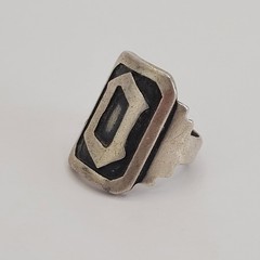 Vintage Large Monogram Letter O D 925 Sterling Silver Signet Ring Size 7.75