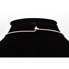 Vintage Choker Necklace Simple Wire Collar Gold Tone Metal Round Shiny NOS 1980s