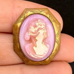 Vintage Gold Filled Pink Cameo Unique Color