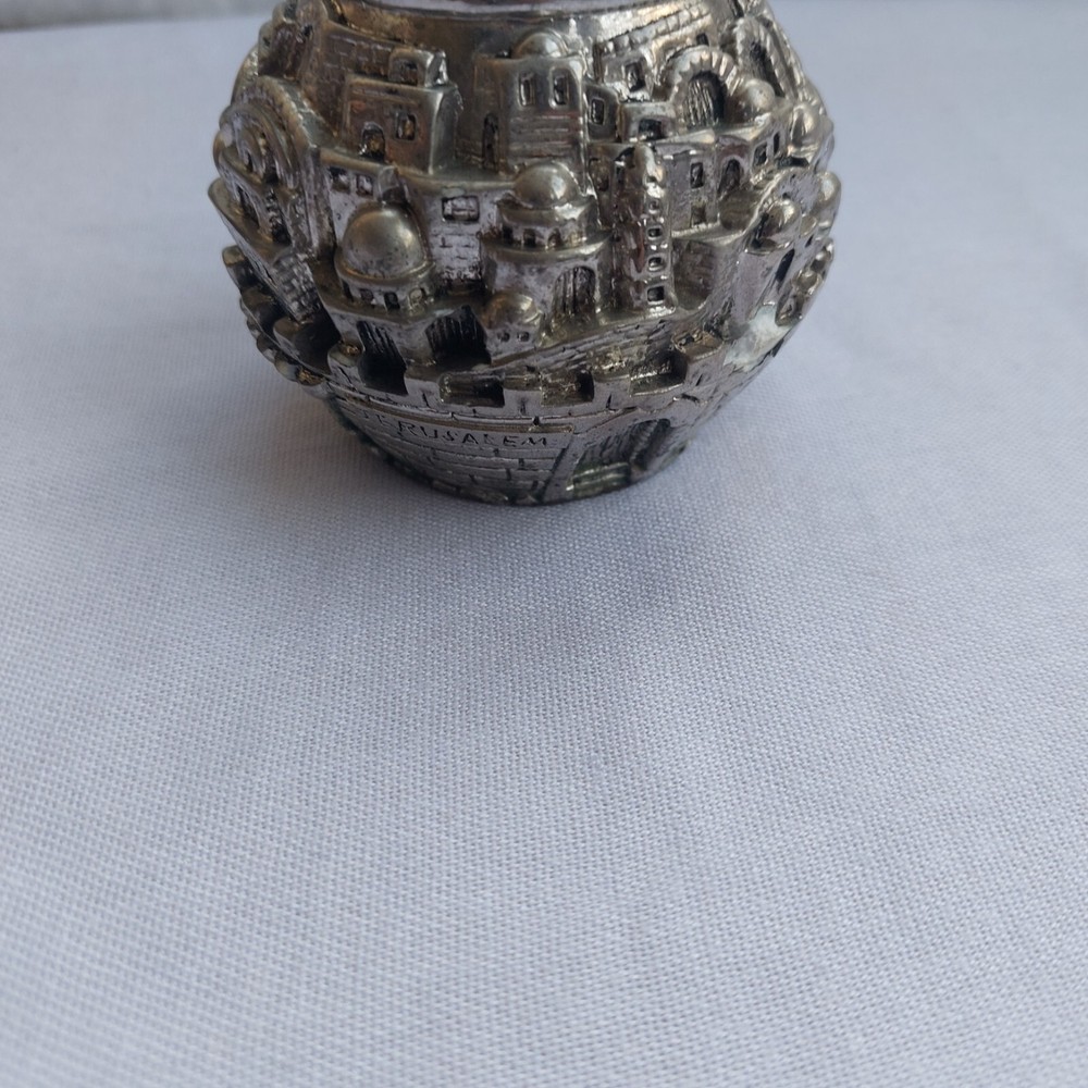 Vintage Jerusalem City Heritage Statue Made of Stone Plated with 925 Silver