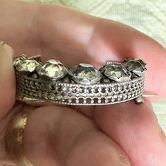 Antique Edwardian Paste Stones Set In Celestial Crescent Moon Brooch Pin