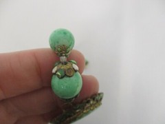 ANTIQUE FAUX JADE BEAD with CARVED FAUX JADE PENDANT CHOKER NECKLACE