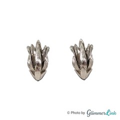 Vintage Floral Silver Tone Textured Mid-Century Clip On Earrings, Gift for Her
