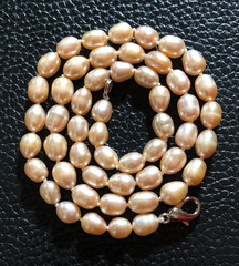 Vintage Peach Genuine Cultured Pearl Strand Necklace Baroque Knotted 16″ P21