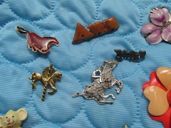 Lot of 35 Mixed Lot Brooches/Pins – some Scratched/Damaged/missing Stones As Is