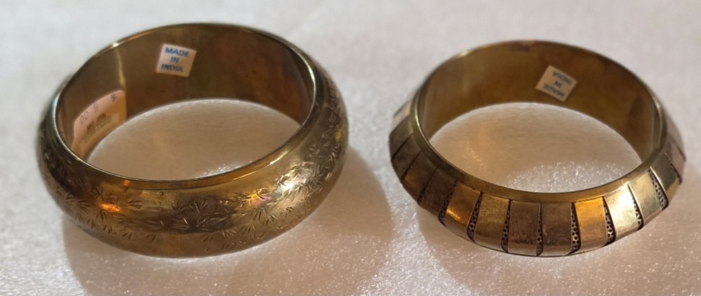 Vintage Made In India Chunky Brass Bangle Bracelet Jewelry Lot