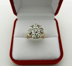 Antique Silver and 9kt Pink Gold and Rose Cut Diamond Ring size 7