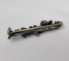Vintage Frog Brooch Frogs On A Log Sterling Silver Bar Pin Artist Made Estate