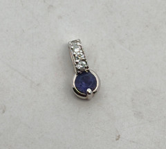 14K White Gold Sapphire & Multi Diamond Pendant Designer “XOX”