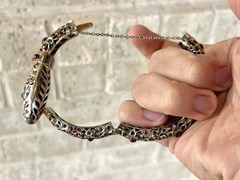 Antique Mughal Ruby Emerald Sterling Snake Bracelet Jewels Of India