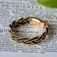 ANTIQUE VICTORIAN ENGLISH GRAND TOUR 9K GOLD WOVEN WEAVE BAND RING c1870