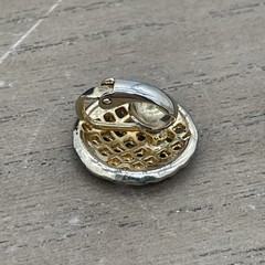 Vintage Unbranded Gold Clip On Earrings With Raised Striped Horizontal Pattern