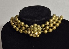 Vintage 1950s “Japan” Gold Tone Necklace with Clip On Earrings