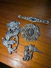 Vintage Lot 4 Sterling Silver Pins 30g Beau, Danescraft, Portugal Topazio EUC
