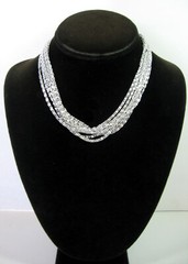 Sarah Coventry SILVERY CASCADE Multi 8 Strand NECKLACE Vintage Silvertone 16″