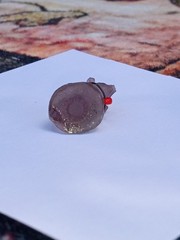 Antique, Vintage, Czech Purple Pig Cracker Jack Glass Charm, Prize, 1″