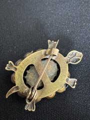Antique Victorian Turtle Pin With Garnet Opaline Glass Gold Tone C Clasp 1” Cute