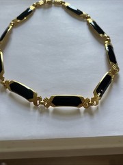 Black & Gold Tone Necklace 16” Choker