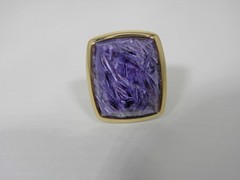 ESTATE 14K Purple Agate or Sugulite Stone Ring. RARE.